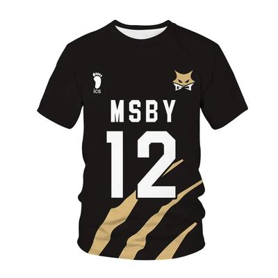 Camiseta estampada 3D Anime Haikyuu 2024 MSBY Black Jackal Sport Casual Masculino Feminino Harajuku Streetwear Camiseta da moda Tops