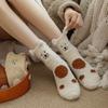 10Pair Coral Fleece Socks Women'S Fleece Without Shedding Hair Medium Tube Sleeping Socks Cute Bear Ears Floor Socks Women