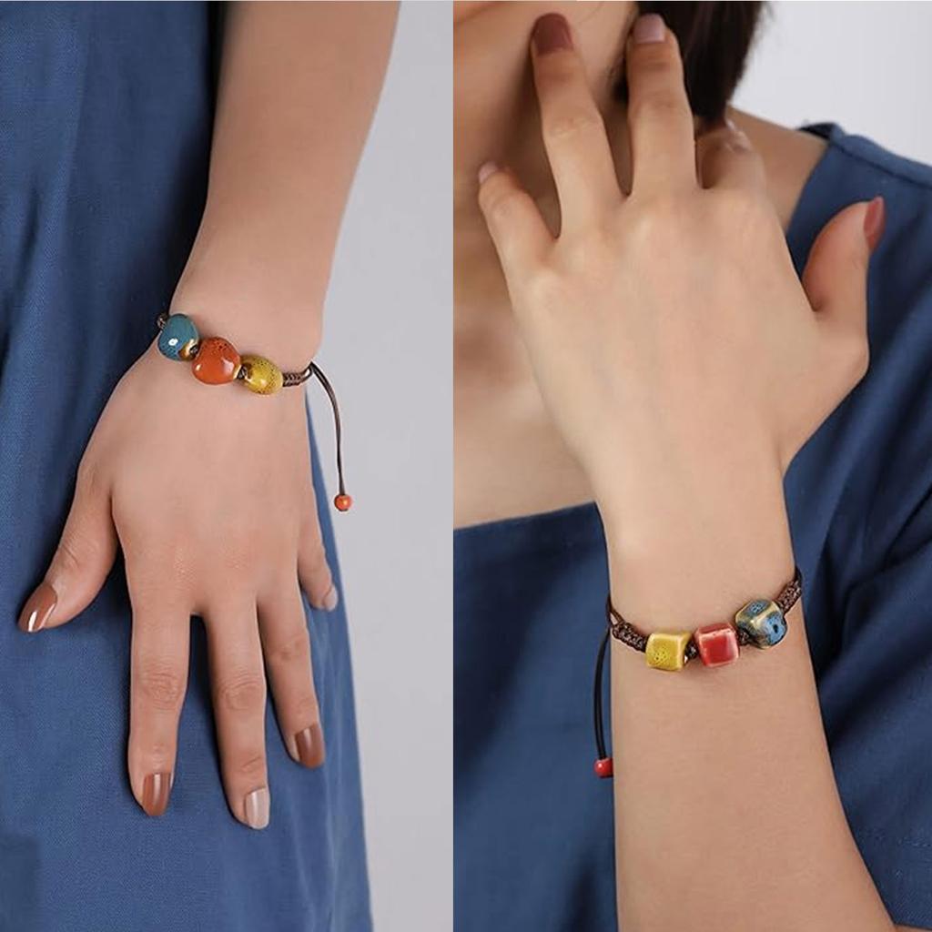 Elegant Ceramic Bead Bracelet Handmade Craft Supplies Stylish Wristband Handwoven Adjustable Unisex Jewelry Accessory