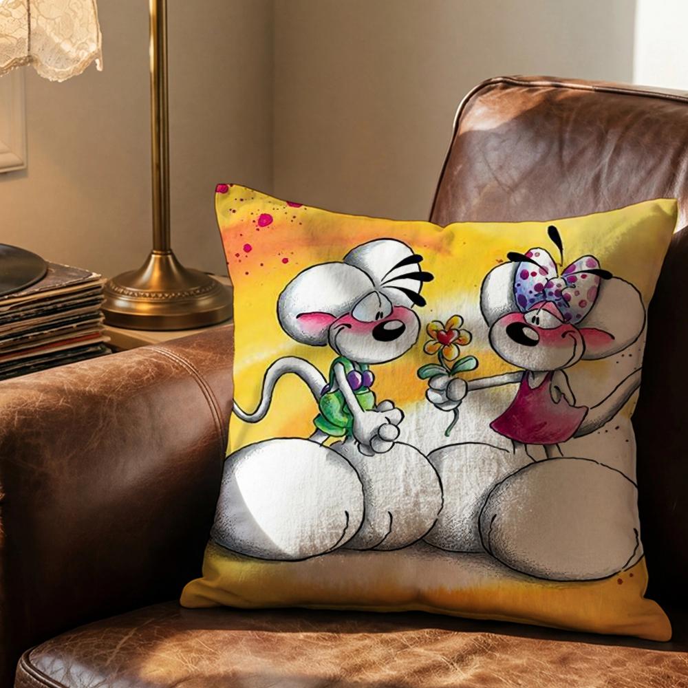 Cartoon D-Diddl Ratte Kissenbezug Weich & Leicht zu Waschen Kissenhülle – Vielseitig für Sofa, Bett, Reisen und Büro