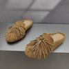 Fashion AIYUQI Slippers For Women Genuine Leather 2025 New Flat Tassel Closed-Toe Shoes Female Large Size Slip-On Shoes Women's Mules