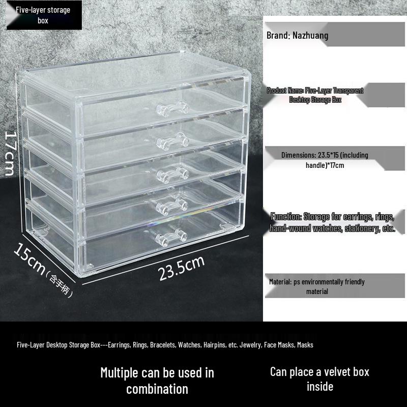 Clear 5-Layer Jewelry & Nail Art Organizer Box with 120 Compartments