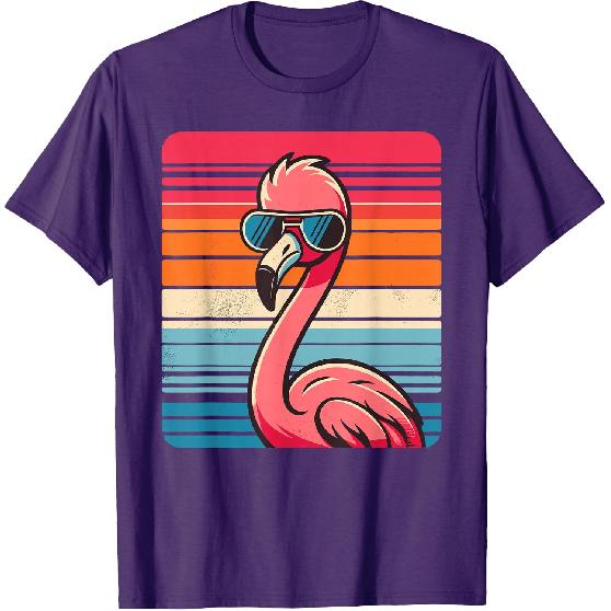 Cool Retro Flamingo in Sunglasses 70s 80s 90s Funny Flamingo T-Shirt