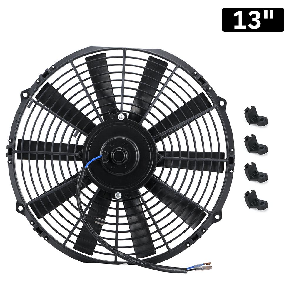 7 9 10 12 13 14 Zoll Universell 12V 80W Schlank Umkehrbar Schwarze Klinge Elektrischer Kühler Lüfter Auto Lüfter Montagekit