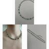 Handcrafted Stainless Steel Pendant Necklace Featuring Bamboo Chain And Green Stone For Gift