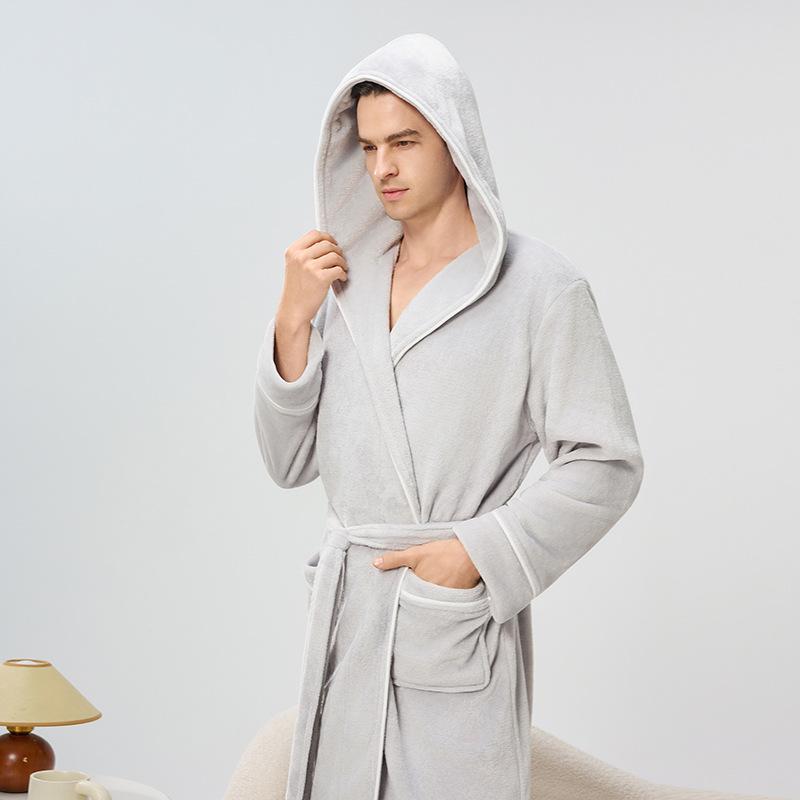 

Мужской зимний халат с капюшоном, плюшевый длинный банный халат с капюшоном, уютный теплый халат, пушистый спа-халат с карманами, домашний халат, пушистые флисовые халаты для мужчин XXL