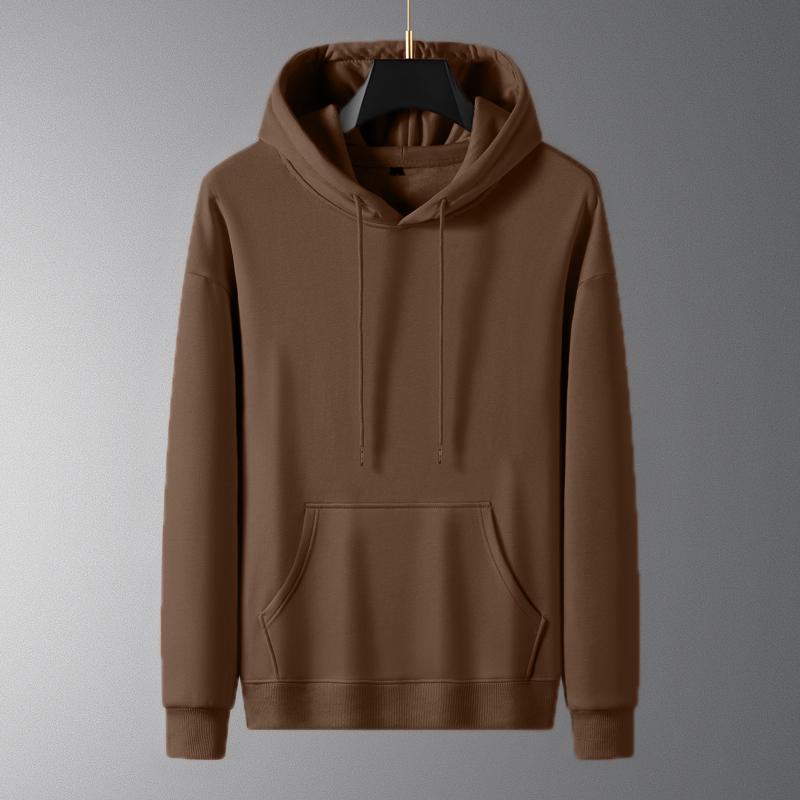 Pure Cotton Hooded Sweatshirt for Men and Women Solid Color Loose Casual Sports Jacket Plus Velvet Thickened Sweatshirt Hooded Pullover Top