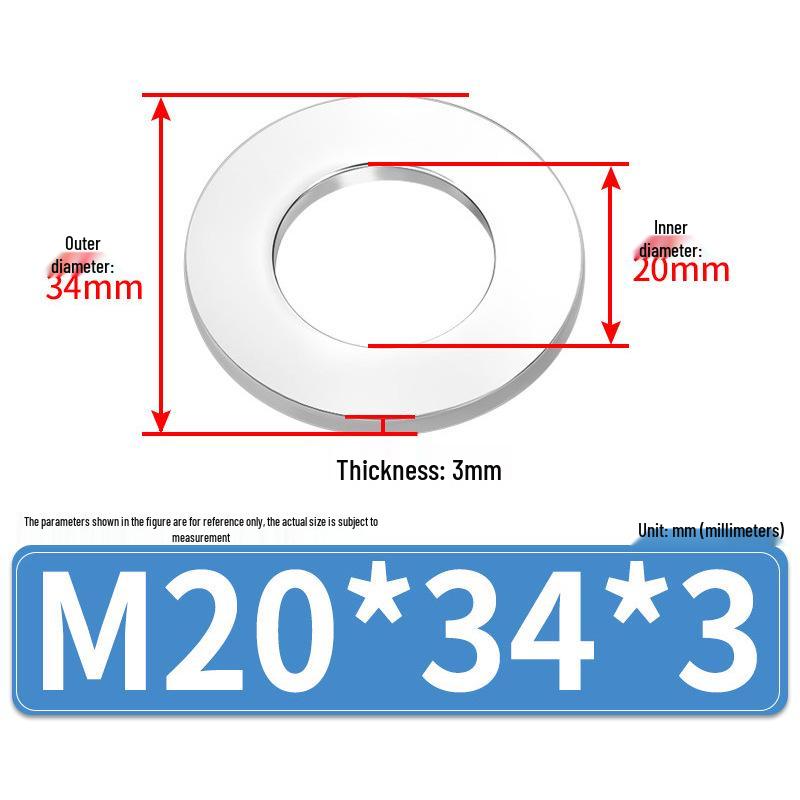 Jin Juntai Thick & Thin Stainless Steel Flat Washer, Round M10-M36