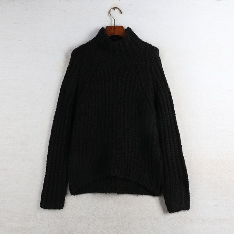 Sunshine House Autumn and Winter Export European and American Plus Size Women's Clothes Mid Round Neck Coarse Yarn Knitwear Thick Sweater Outwear