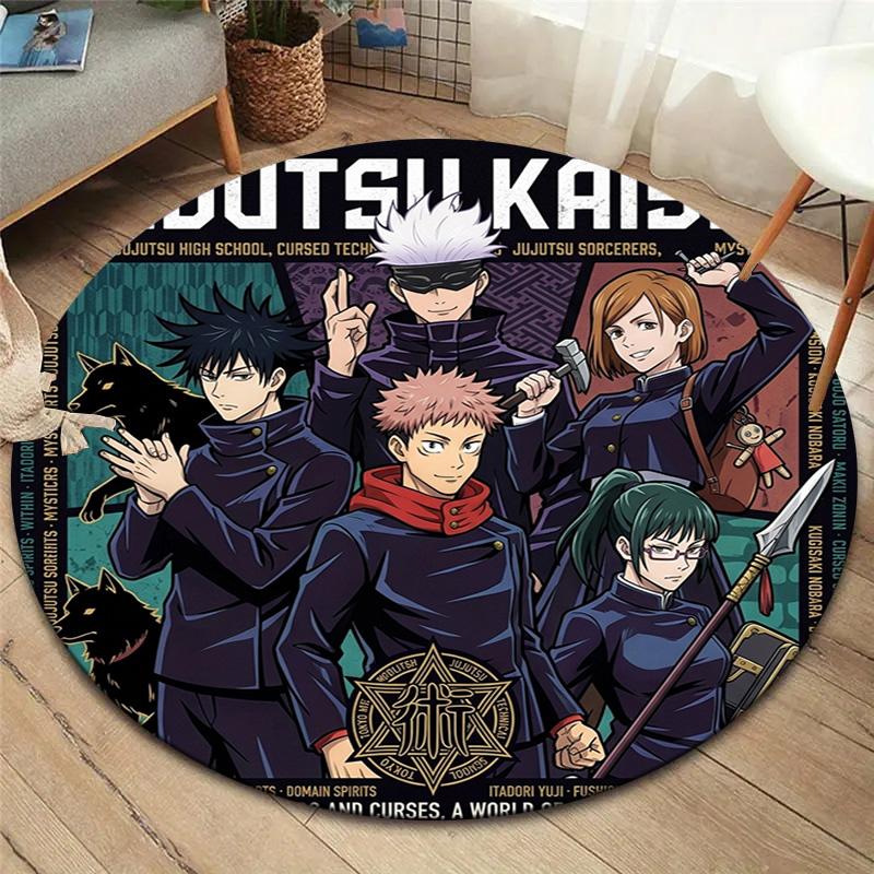 Jujutsu Kaisen Okrągły Dywanik Dywan do Salonu Sypialni Sofy Pokoju Zabaw Dekoracja Antypoślizgowa Mata Podłogowa
