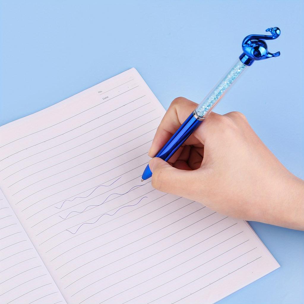 Back To School Season 10pcs 0.7mm Imitation Metal Flamingo Shape Imitation Crystal Ballpoint Pen Creative Rotary Ballpoint Pen