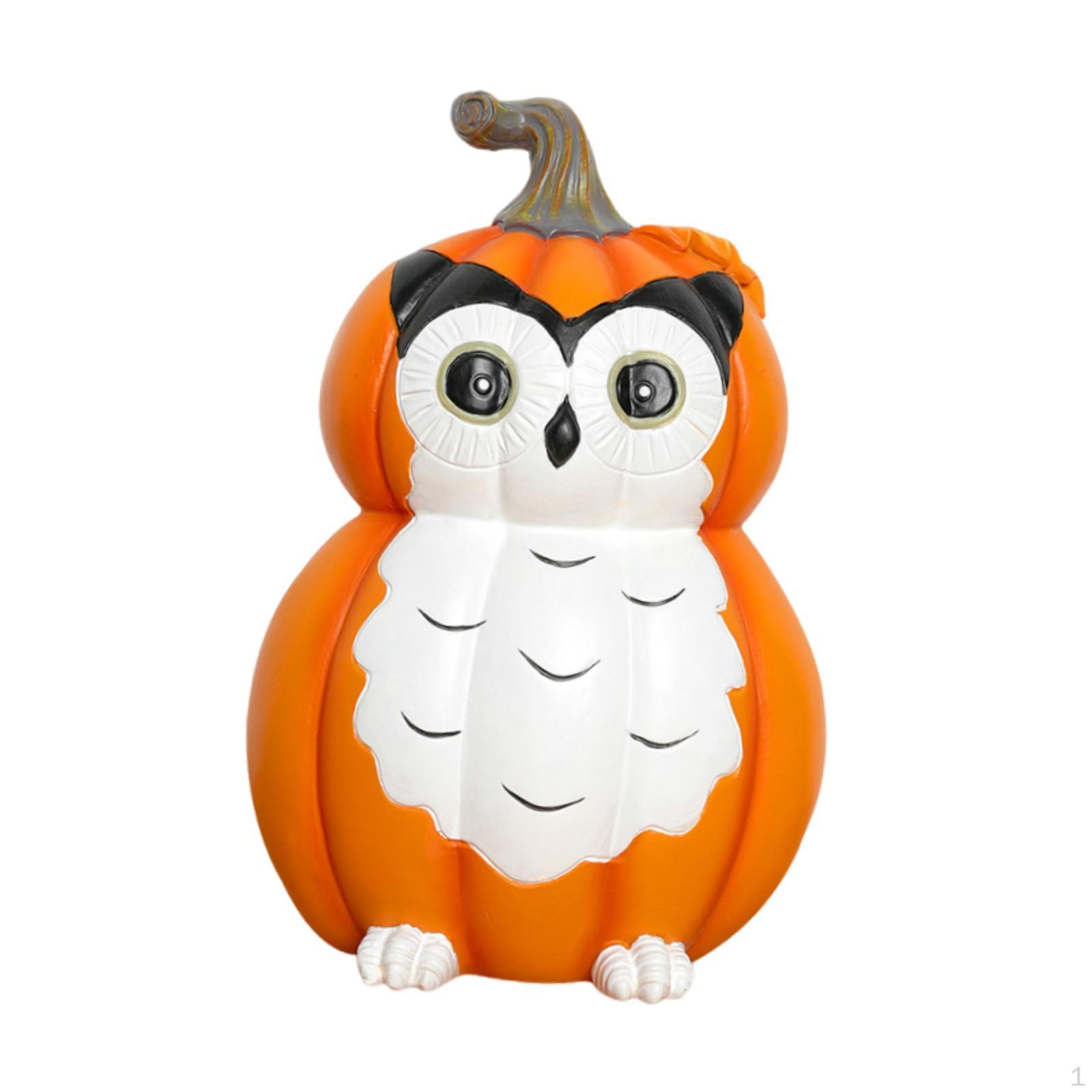 

Animal Pumpkin Figurine Desktop Ornament Halloween Gift Collection Statue Sculpture for Bedroom Owl
