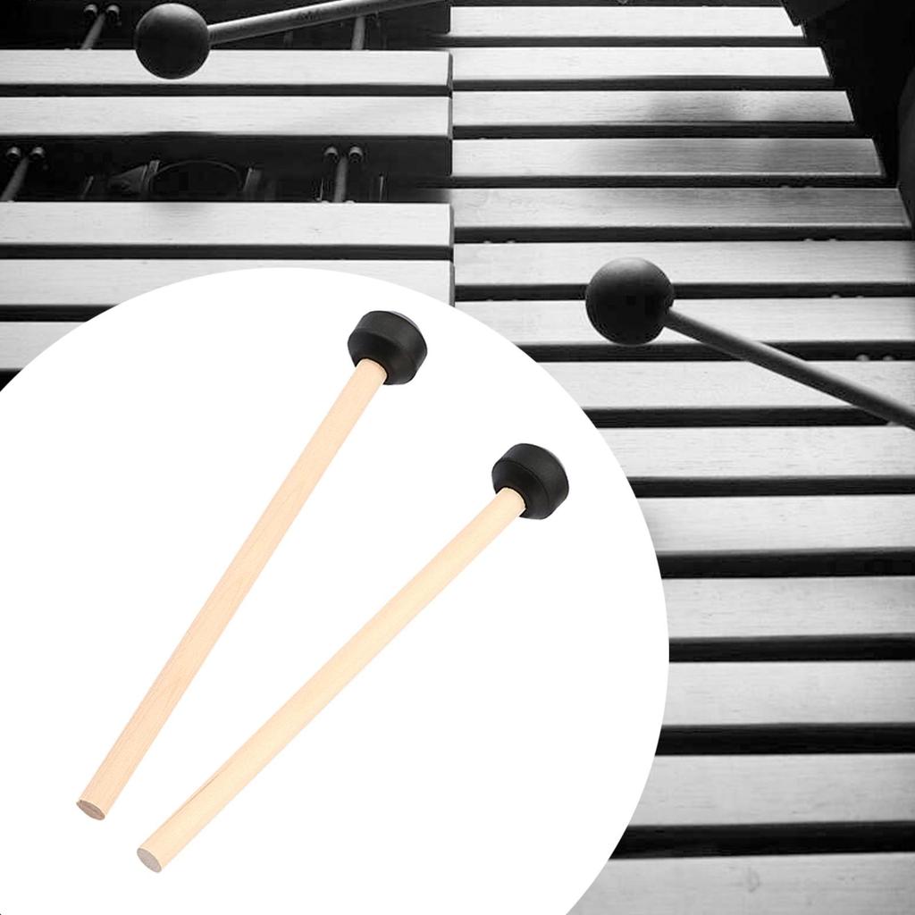 2 Pieces Percussion Drumsticks, Rubber Head Professional Steel Drum Mallets, Wood Handle for Performance, Glockenspiel