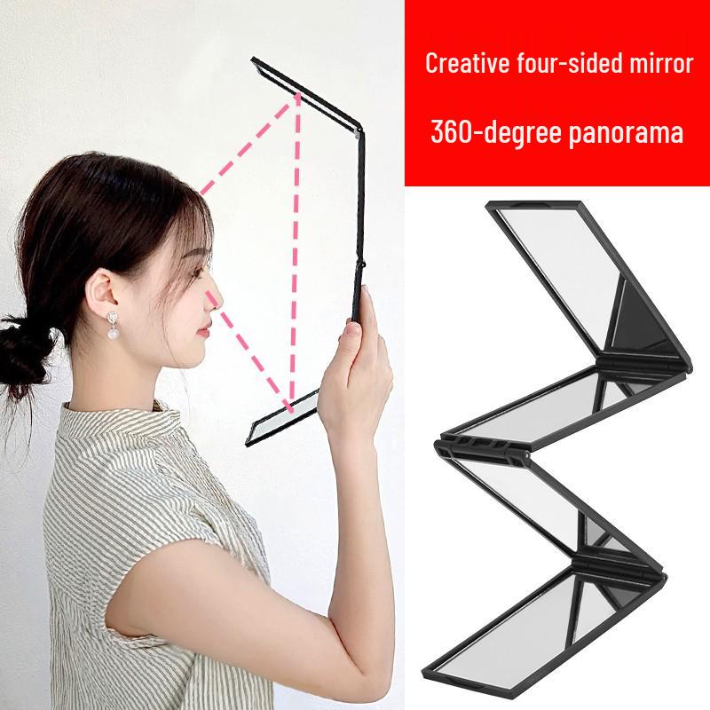 Four-Sided Foldable Mirror for Haircuts and Makeup
