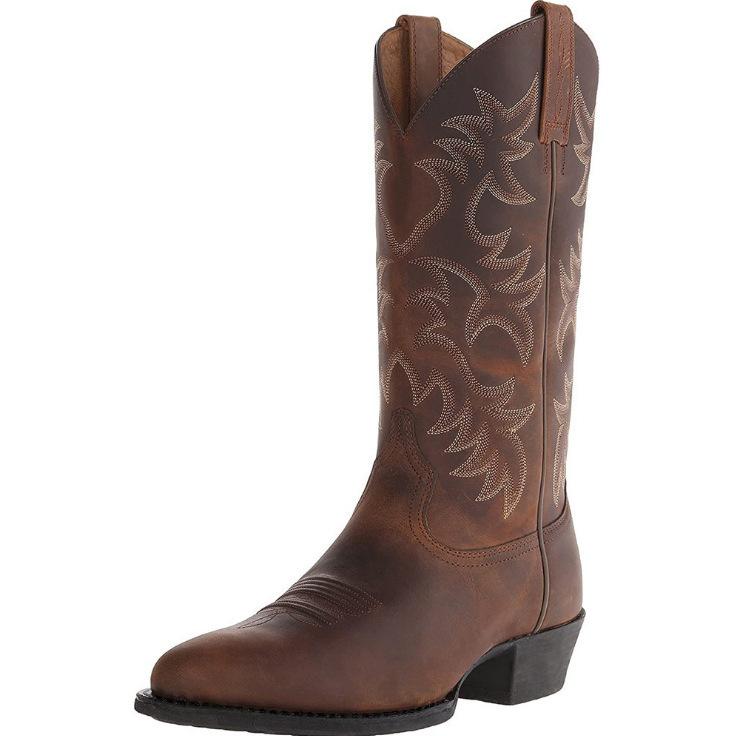 Embroidered high-heeled men's wooden root medium boots European and American style western cowboy boots winter size