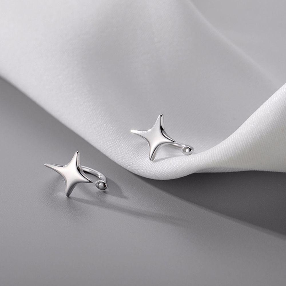 Clip Earring Star Shaped Silver Color Korean Style Women Earrings Cartilage Stud Star Ear Clips