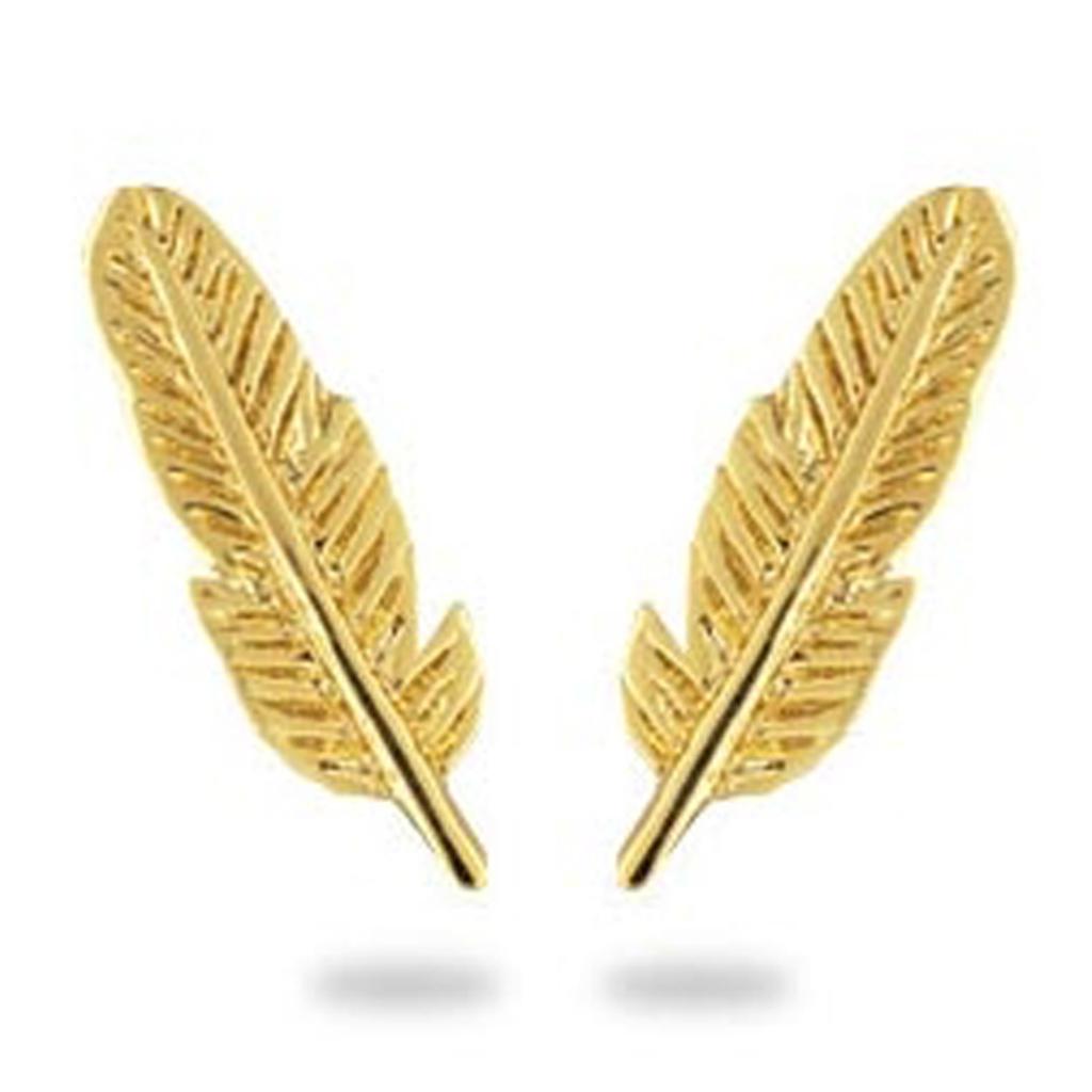 Les Trésors De Lily [M9598] – Vergoldete „Federn“-Ohrringe – 13 x 4 mm