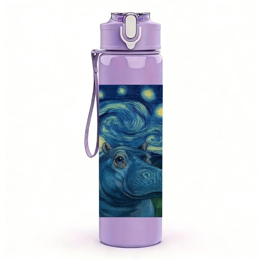 1PC Starry Night Van Gogh Art Print 750ml Color Plastic Sports Water Bottle Leakproof Flip Straw Lid Suitable for Sports Office Home Use