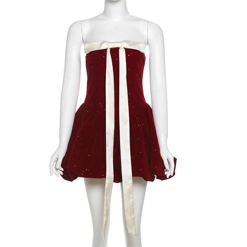 Autumn and Winter Women's Solid Color Slim-fit High-waisted Fashion Line Neck Top Dress