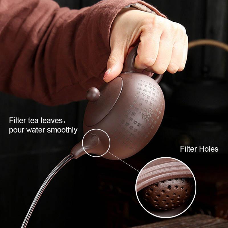 BORREY 220Ml Yixing Teiera Zisha Clay Teiera Bellezze Fatto a Mano Intagliato Viola Argilla Ceramica Kung Fu Tea Set Teiera Viola Sabbia