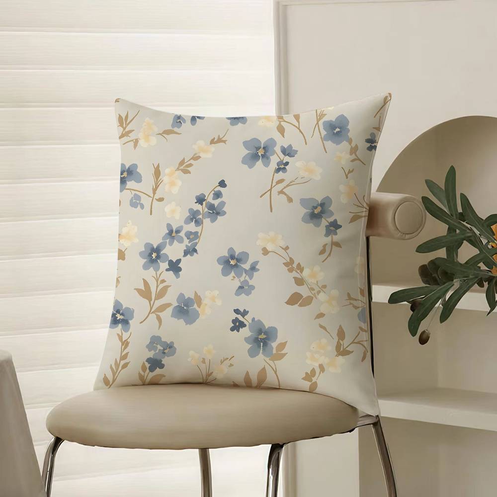 Retro Floral Classical Elegant Style Pillow Case Comfort Sofa Bed Silky Elegant Invisible Zipper Decorative Cushion Cover