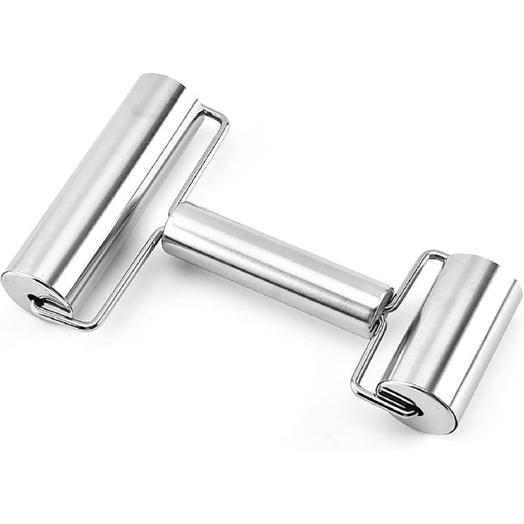 Pastry Pizza Roller, Smooth Non Stick Stainless Steel Rolling Pin Time-Saver Pizza Dough Roller for Home Kitchen Baking Cooking, H Shape Rolling Pins