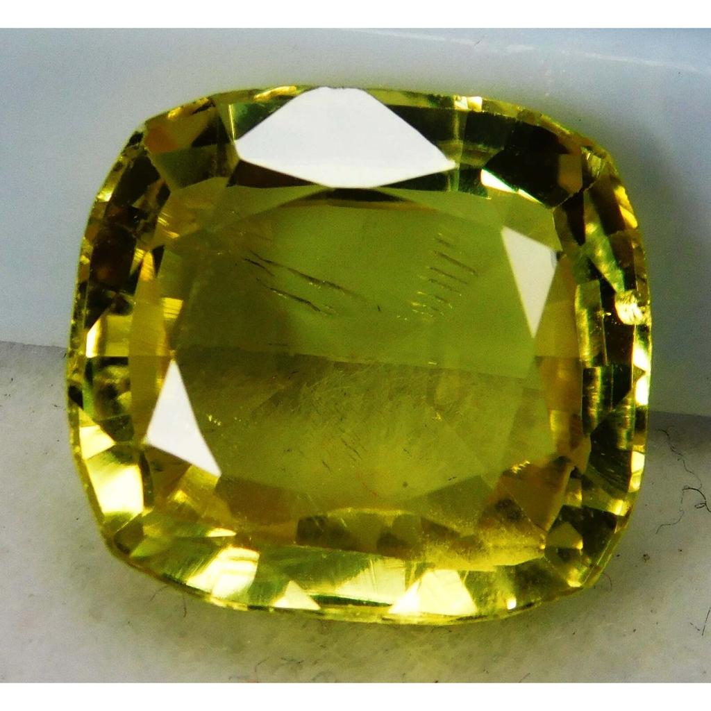 Finest Quality,Natural Yellow Sapphire Faceted Cushion 10 Ct CERTIFIED Gemstone