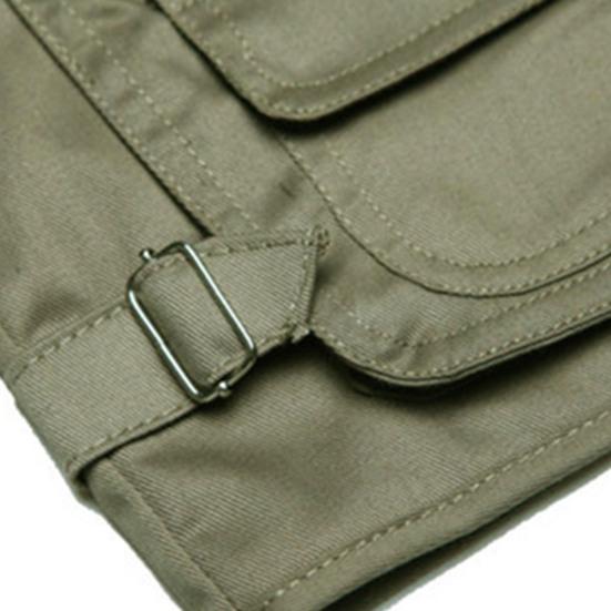 Men Waistcoat Solid Color Multi Pockets Zipper Sleeveless Spring Vest for Fishing