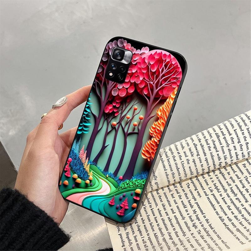 

Бумажный чехол для телефона с изображением девушки и пейзажем для Xiaomi Redmi note 13 12 Pro 11S 11 10 Pro 10S 12S Redmi 10 13C 9C Redmi Note 10 4G
