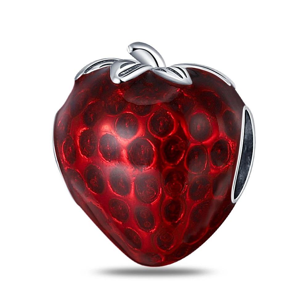 925 Silver Strawberry Cherry Charm Beads for 3mm Bracelets Necklace DIY Jewelry Fine Gifts Birthday Present