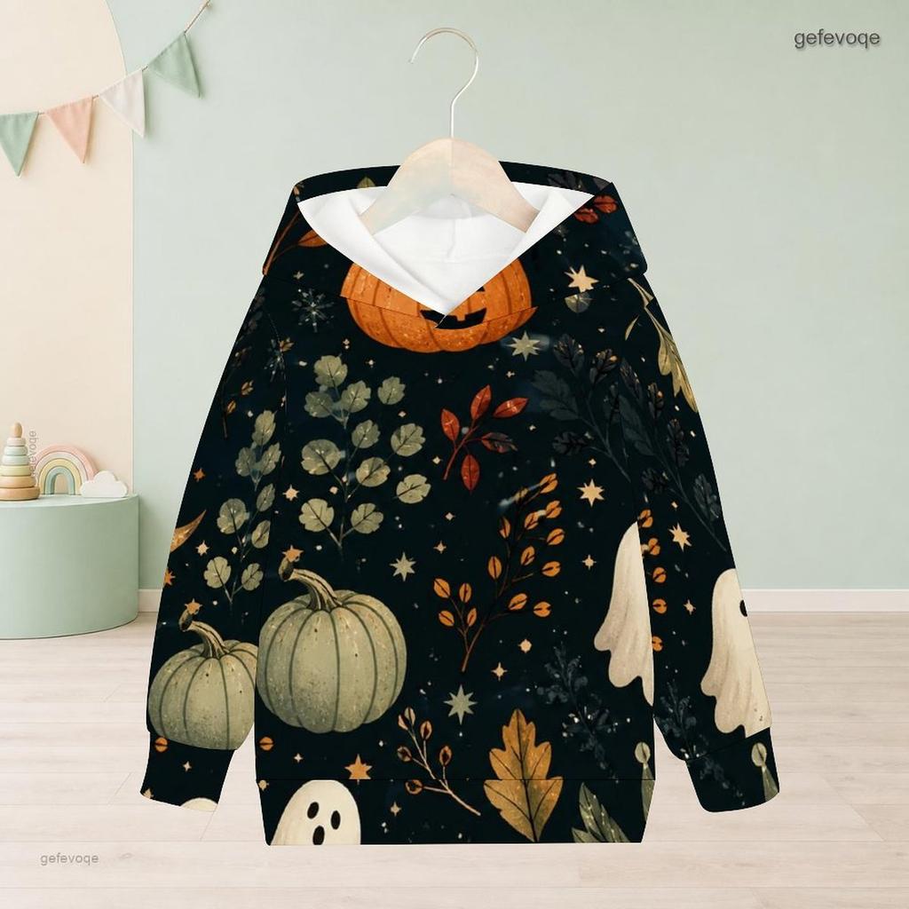 Felpa da ragazza a maniche lunghe con stampa Rana Strega Calderone Pullover casual