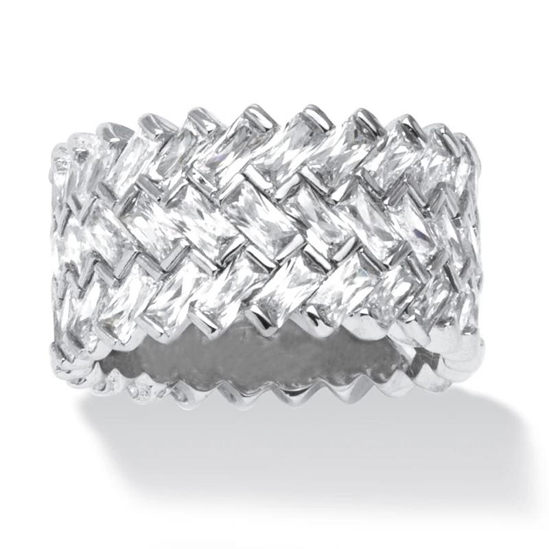 Huitan Luxury Wide Promise Rings for Women Pull Paved CZ Sparkling Wedding Bands Rings Silver Color/Gold Color Fashion