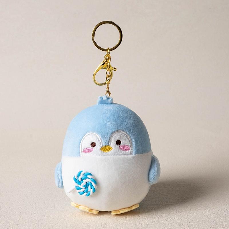 Creative Cute Lollipop Penguin School Bag Pendant Doll Couple Plush Coin Wallet Keychain Hanging Doll Premium Durable