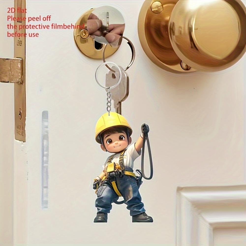 Cute Engineer, 2D Flat Acrylic, Pendant, Suitable for Backpack, Keychain, Gifts, Christmas, Halloween