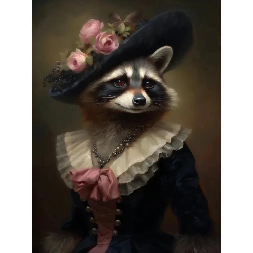 Vintage Palace Aristocrat Gorgeous Costume Animal Tiger Lion Rabbit Art Poster Canvas Paintings Wall Art HD Pictures Home Decor