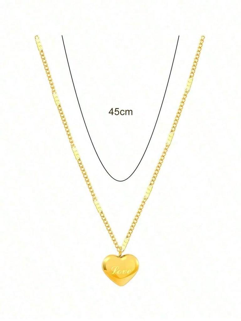 Fashionable Stainless Steel Heart Charm Necklace For Women For Daily Decoration Fashion Accessories Ladies' Necklace