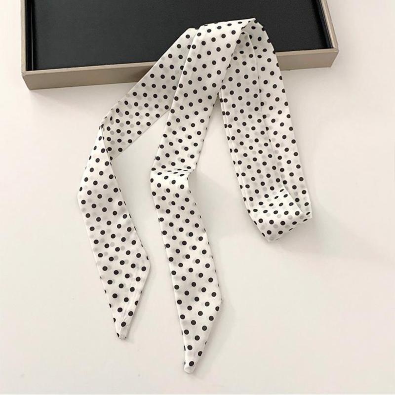 Fashion Polka Dot Silk Scarf Versatile Headwear Hair Band Korean Style Luxury Silk Scarf Belt Package Hanging Decor Accessories