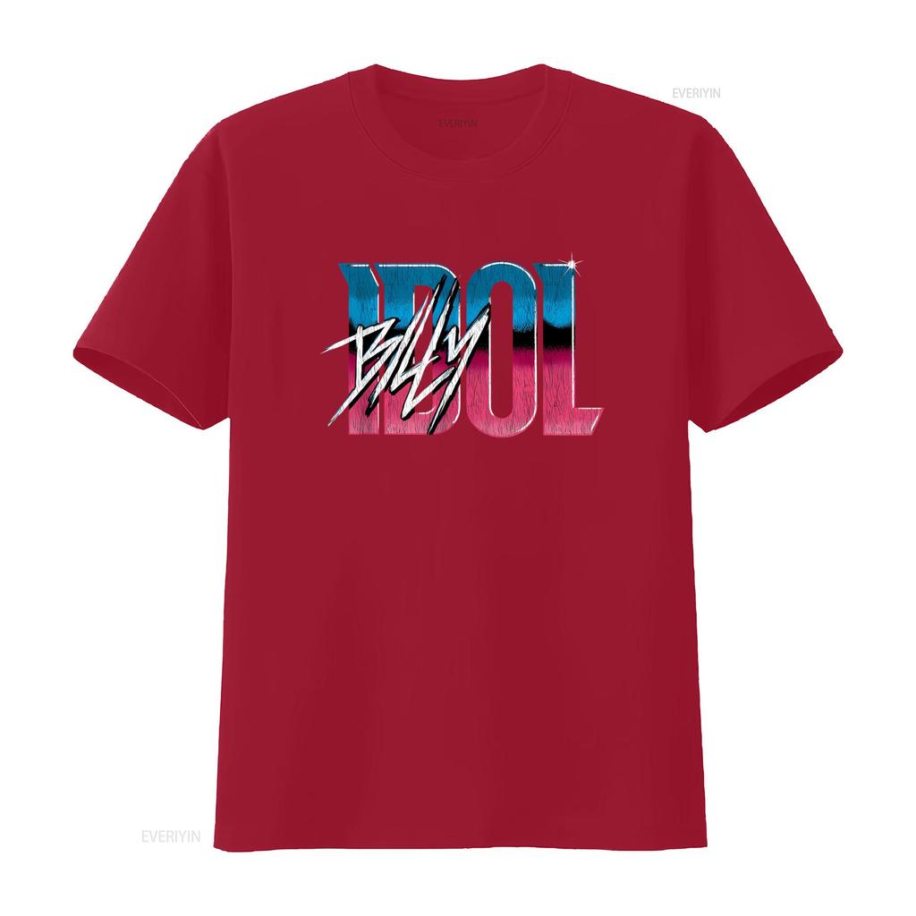 Billy Idol Name Gradient Music T Shirt for Fashion Streetwear Vintage Washed Breathable Graphic Designer Clothes Unisex