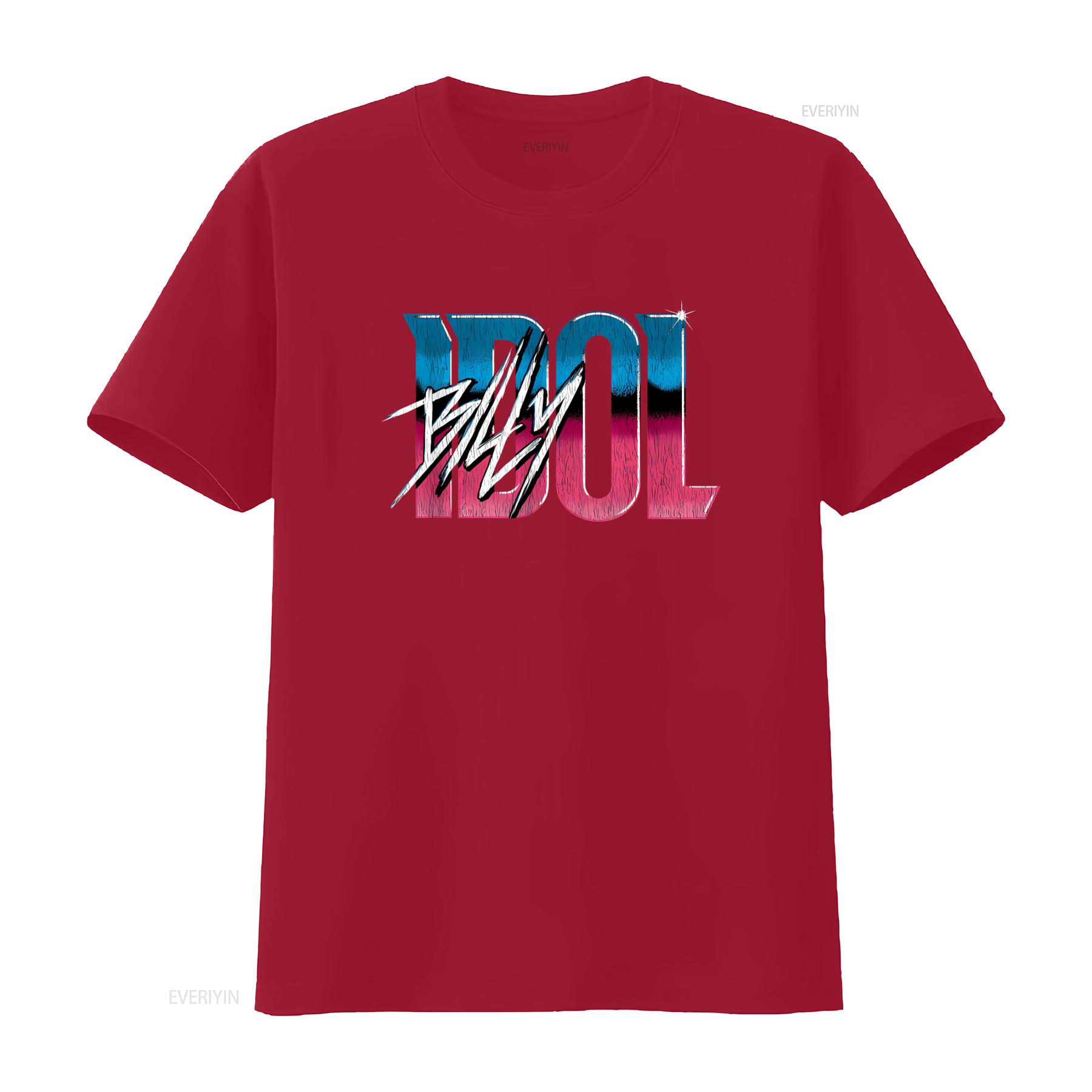 Billy Idol Name Gradient Music T Shirt for Fashion Streetwear vintage Washed Breathable graphic designer clothes Unisex S
