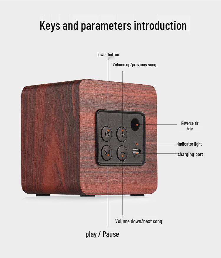 Q1 Portable Retro Wooden Bluetooth Speaker - Mini Subwoofer & Creative Gift