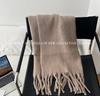 Winter new solid color versatile thickened scarf mohair fringed soft waxy warm student scarf women