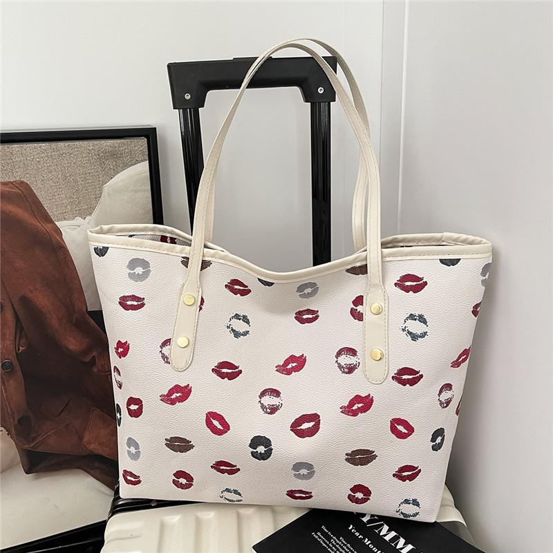2026 Fashion Simple Printed Tote Bag Women Trendy PU Leather Underarm Shoulder Bag