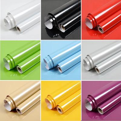 Vinyl Wand Einfarbig Glänzend Tapeten Selbstklebend Dekor DIY Wandaufkleber Küchenschrank Kühlschrank Desktop Modern Folie