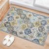 Moroccan Trellis Washable Rug 2x1.4m Bathroom Rugs Non-Slip Indoor Door Mat Large Oriental Throw Carpet for Bedroom Entry Prayer Mat Cream/Multi