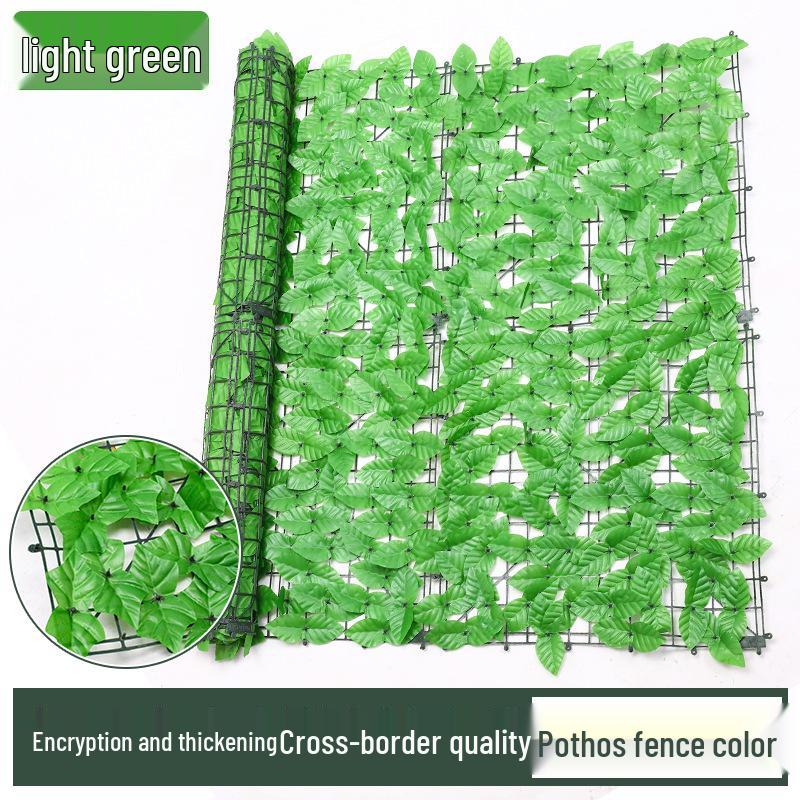 Artificial Green Leaf Hedge: Fake Pothos Climbing Plant, Plastic Balcony Fence & Wall Screening