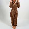 Damen Plüsch Strampler Herbst Winter Flanell Langarm Reißverschluss Hoher Kragen Mütze Warm Halten Mädchenkleidung
