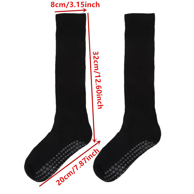 1Pair Women Yoga Pilates Socks with Grips Non Slip Sports Indoor Fitness Socks Professional Calf Socks for Ballet Dance