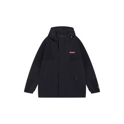 Wade Serie Einfarbig Buchstaben Logo Patch Kapuzenjacke Langarm Windjacke Herren Jacken Schwarz AFDT085-6