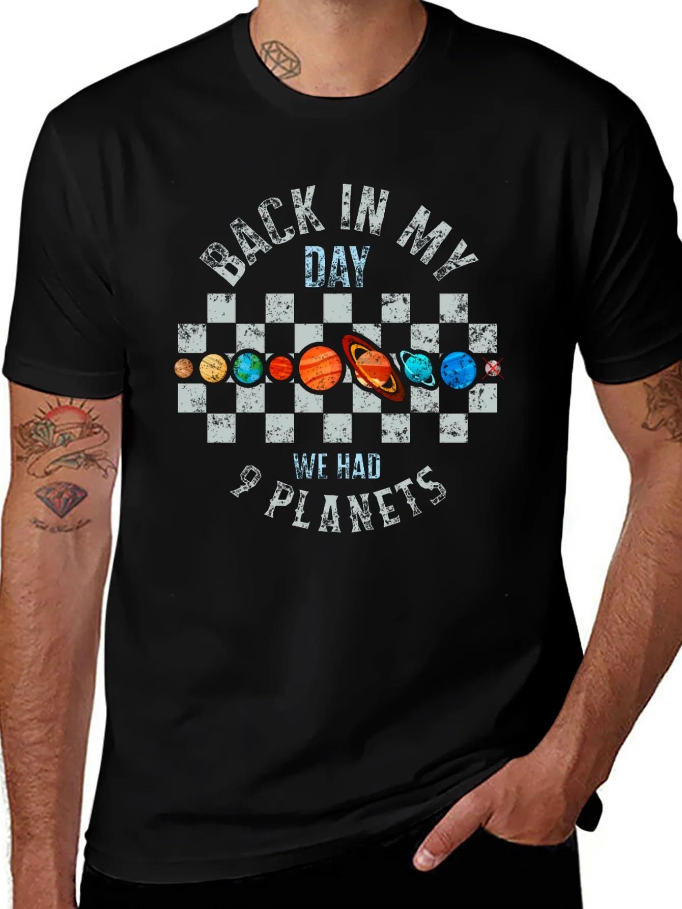 

Back in My Day 9 Planets Printing Men s T-Shirt Short Sleeve Cotton Tees Funny Tops Summer Sports T-shirt Men Oversize Clothing L