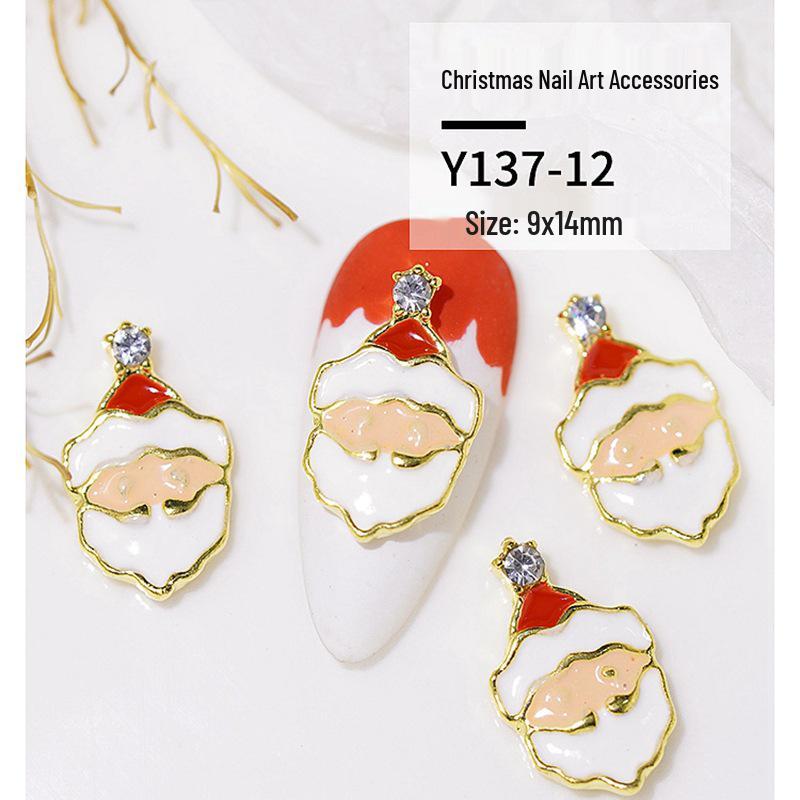 Christmas Alloy Nail Art Decor: Cartoon Santa, Bells, Reindeer, Snowflakes & Rhinestone Accessories